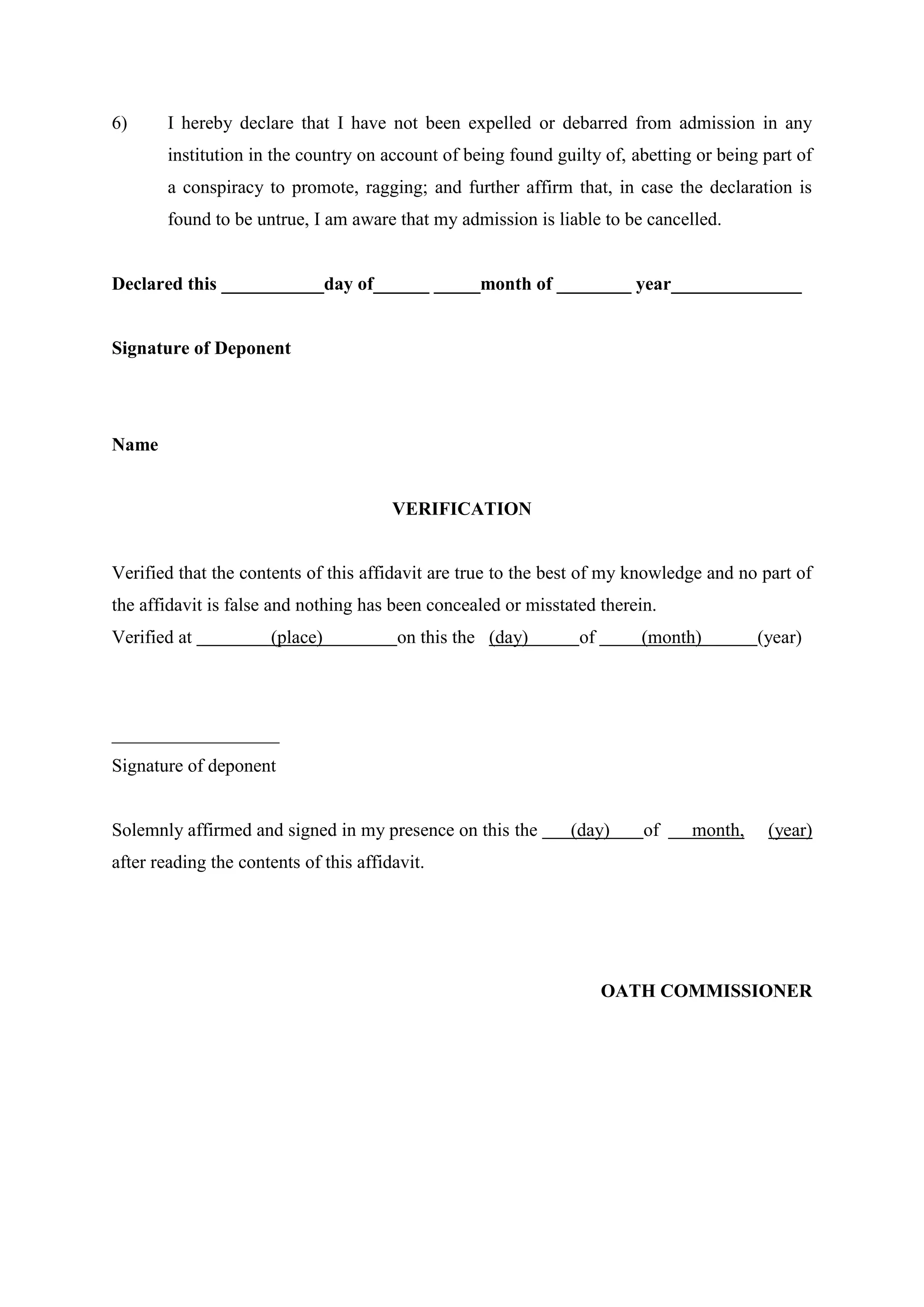 Anti ragging affidavit | PDF