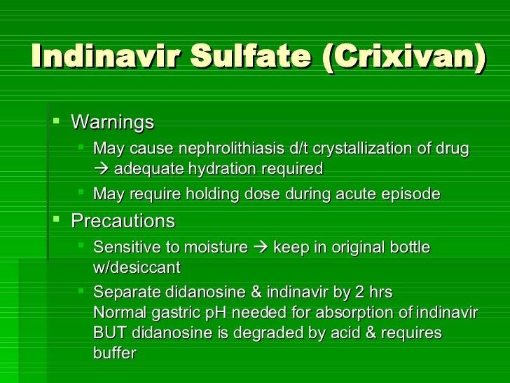 Indinavir Crixivan Side Effects
