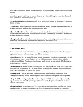 ANTISCALANTS: TYPES, MECHANISM AND APPLICATIONS | DOCX