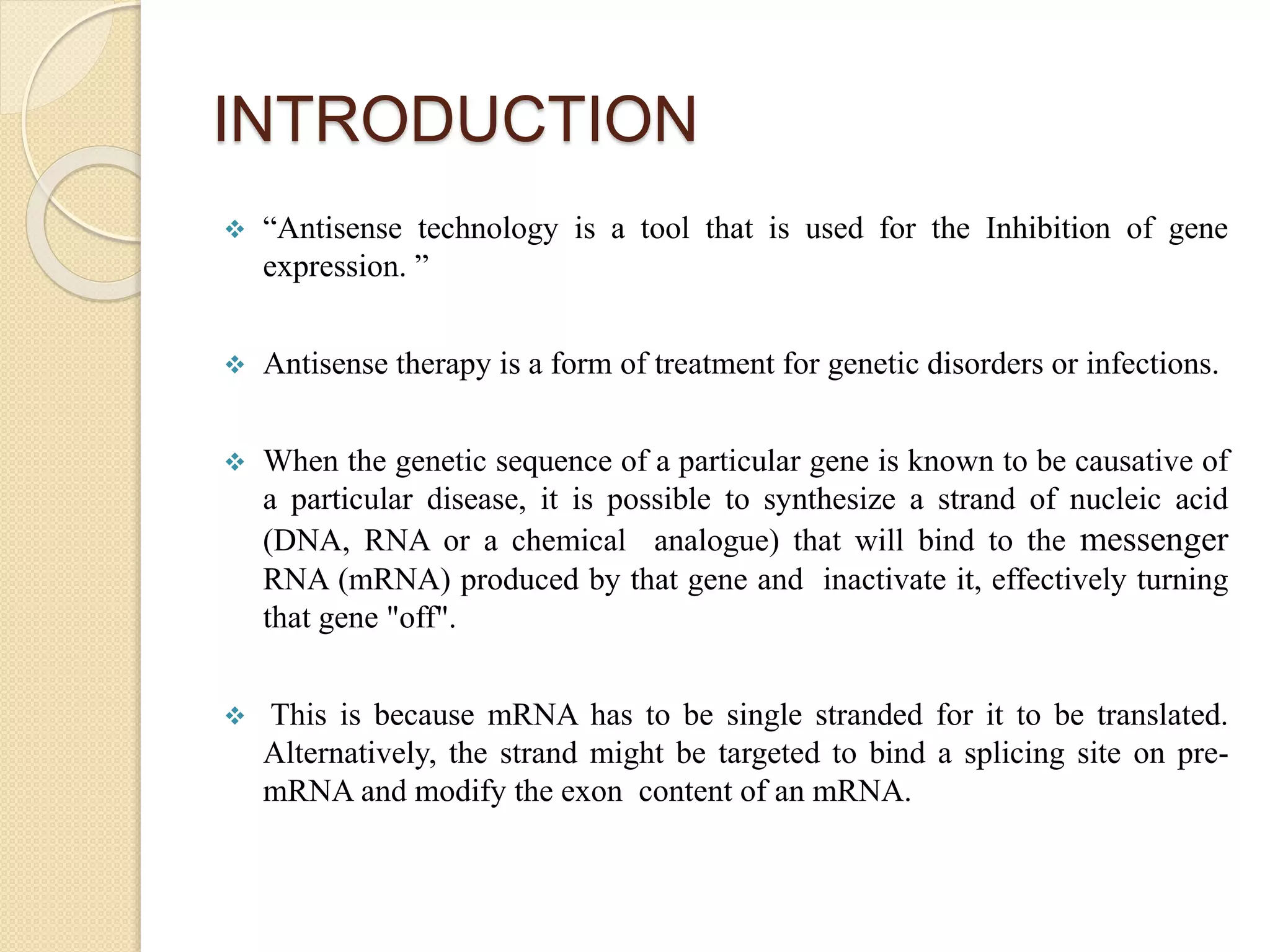 Antisense technologies and antisense oligonucleotides | PPTX | Chemistry | Science