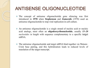 Antisense technologies and antisense oligonucleotides | PPTX