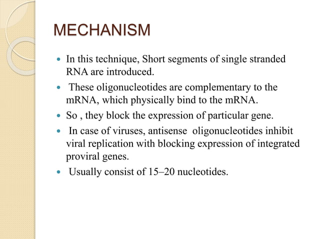 Antisense technologies and antisense oligonucleotides | PPTX | Chemistry | Science