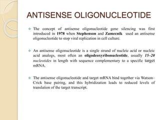 Antisense technologies and antisense oligonucleotides | PPTX