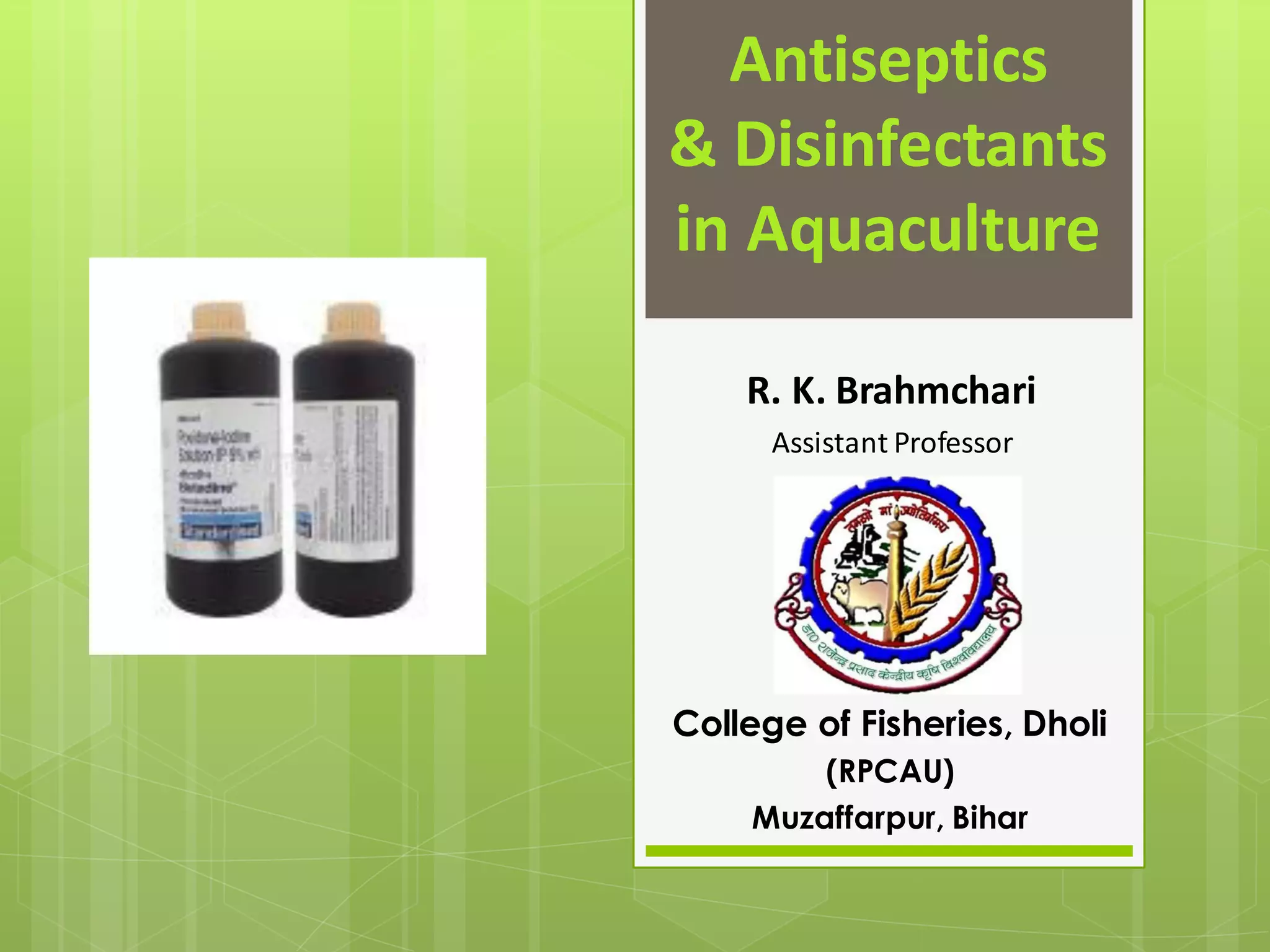 Antiseptics and disinfectants in aquaculture | PDF