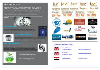 NEW PRODUCTS
ENERGY & WATER SAVING DEVICES
Cut your Energy & Water bills with Antislip Energy & Water Saving Devices. Whether you are
Residential Consumer or a Commercial Consumer reducing your bills and your carbon footprint is
a step in the right direction to a better and more environmentally friendly future.
Unnecessary energy consumption is expensive and causes environmental pollution.

Save Energy! Save money! Save The Planet !- Don’t waste your money practice energy
efficiency.

THE TANK BAG
The Tank bag sits in the water underneath your cistern float. It is made from
durable heavy gauge polyethylene and has a hole in it to allow water to circulate,
preventing any stagnation. Using this water saving device saves up to 2.5 litres
with every flush. That's 10,000 litres a year

THE WATER WIDGET

The Water Widget entrains air into the shower flow to generate a 'softer' and
'fuller' shower experience and may therefore be more suitable for those showers
where a very high flow rate has been experienced before. The air entrainment
process is audible. You can save up to 11,000 litres of water a year.

THE TAP AERATOR
Save Water in the Kitchen and Bathroom. How do you save water without
having to compromise on other things such as water pressure? Tap aerators may
be the answer. You could save up to 6,500 litres of water a year. Without an
aerator, water usually flows out of a faucet as one big stream. An aerator spreads
this stream into many little droplets. This helps save water and reduce splashing.

E: info@antislipegypt.com
www.antislipegypt.com

13

CONTACT INFORMATION:
Garry Middlehurst
T: +20 0122 340 3872

E: garry@antislipegypt.com

Wendy Chiu
T: +20 0106 97 60246

E: wendy@antislipegypt.com

Ussama Moustafa

T: +20 0121867226

14

 