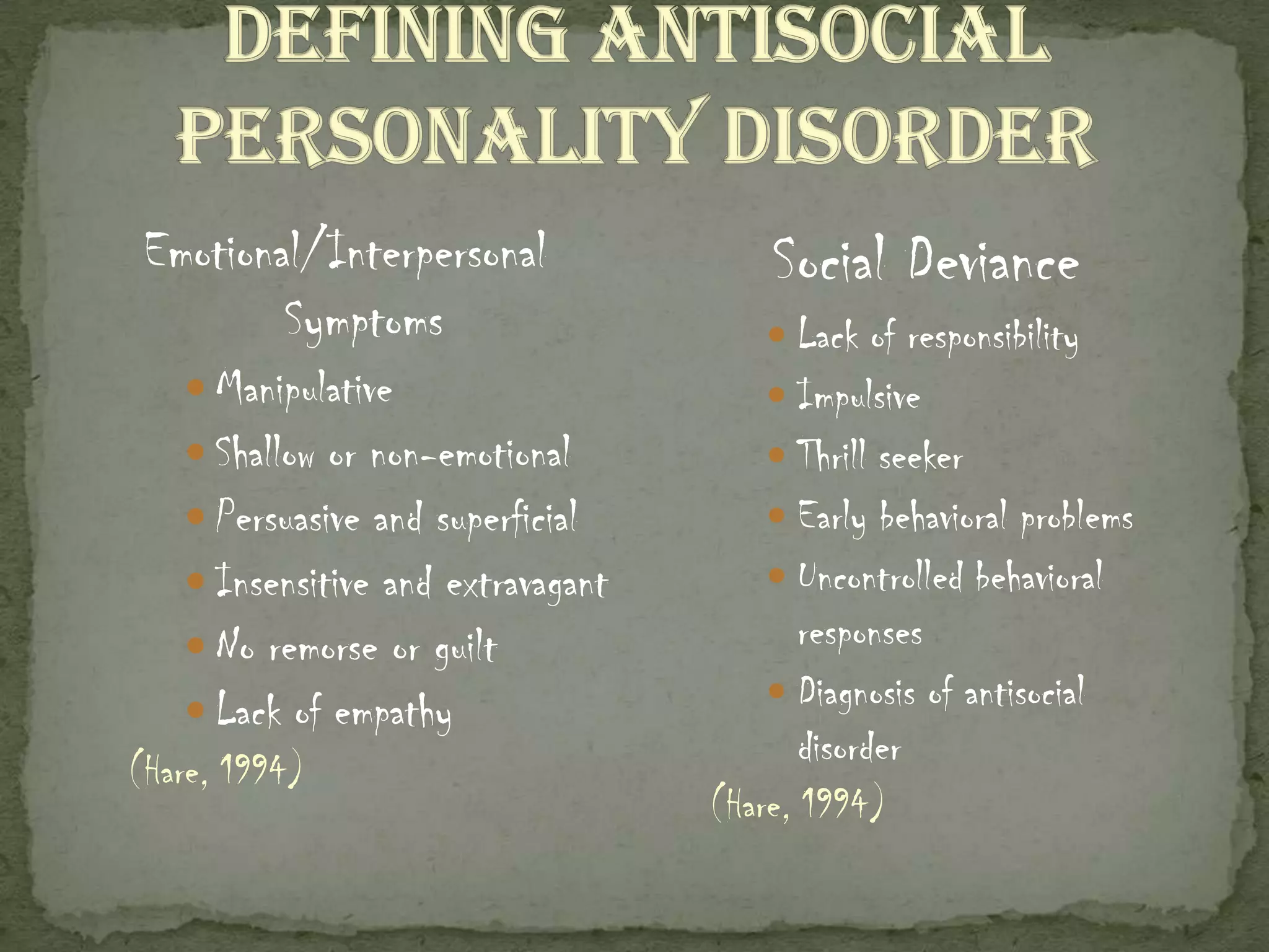 Antisocial Personality Disorder Schalonia Smith | PPTX