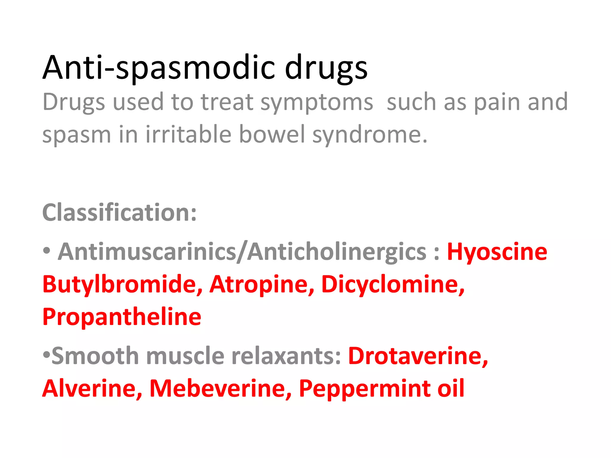 Antispasmodic drugs | PPTX
