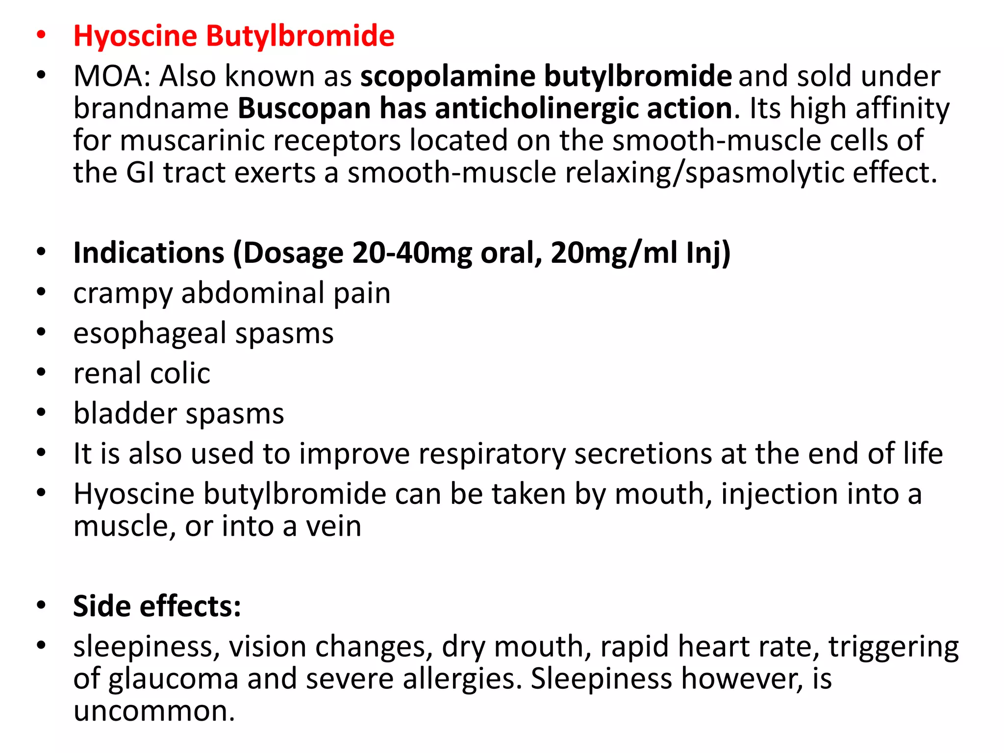 Antispasmodic drugs