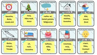 luNdI
Liberté,Égalité,Créativité Liberté,Égalité,Créativité Liberté,Égalité,Créativité Liberté,Égalité,Créativité
Liberté,Égalité,Créativité
Liberté,Égalité,Créativité
Liberté,Égalité,Créativité
Liberté,Égalité,Créativité
Liberté,Égalité,Créativité
Liberté,Égalité,Créativité
Semaine,
École,
Week-end
déCEmBre paRlER la maISon LA GlACe
Le sTyLo DorMIr SepTEmBre le gRanD-pèRE
Mois,
Père Noël,
Froid
Verbe -er,
Patati patata,
Téléphoner
Famille,
Habiter,
Chambre
Été,
chaud,
froid
Écrire,
Crayon,
Trousse
Lit,
Nuit,
Chambre
Gâteau,
Fête,
Âge
Vacances,
Mois,
Rentrée
Vieux,
Père,
Cheveux
gris
l'aNnIVerSAirE
 