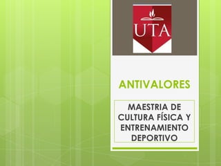 ANTIVALORES
MAESTRIA DE
CULTURA FÍSICA Y
ENTRENAMIENTO
DEPORTIVO
 