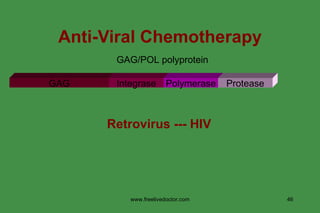 Anti-Viral Chemotherapy GAG Integrase Polymerase Protease GAG/POL polyprotein Retrovirus --- HIV www.freelivedoctor.com 