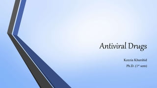 Antiviral Drugs
Keezia Khurshid
Ph.D. (1st sem)
 