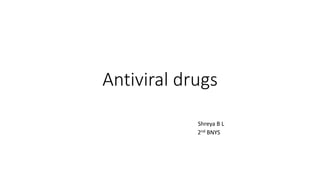 Antiviral drugs
Shreya B L
2nd BNYS
 