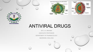 ANTIVIRAL DRUGS
DR. D. K. BRAHMA
ASSOCIATE PROFESSOR
DEPARTMENT OF PHARMACOLOGY
NEIGRIHMS, SHILLONG
 