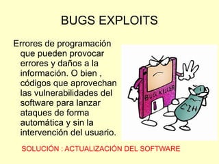 Utilizan ventanas emergentes o barras que aparecen en la pantalla. SOLUCIÓN : ANTIVIRUS