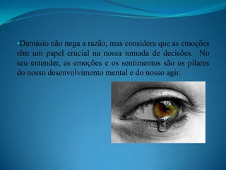  Este investigador estudou a importância das emoções nas tomadas de decisão. 1996 – 2005 trabalhou no hospital da universidade de Iowa.