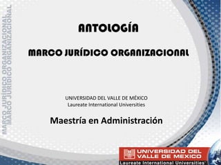 ANTOLOGÍAMARCO JURÍDICO ORGANIZACIONAL UNIVERSIDAD DEL VALLE DE MÉXICO  Laureate International Universities Maestría en Administración 