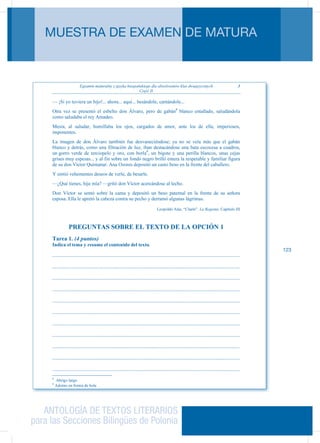 ANTOLOGÍA DE TEXTOS LITERARIOS
para las Secciones Bilingües de Polonia
MUESTRA DE EXAMEN DE MATURA
123
 