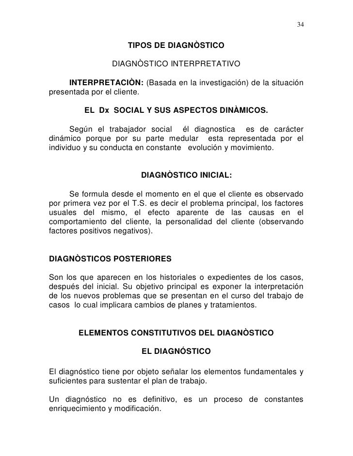 34                      TIPOS DE DIAGNÒSTICO                 DIAGNÒSTICO INTERPRETATIVO     INTERPRETACIÒN: (Basada en la ...