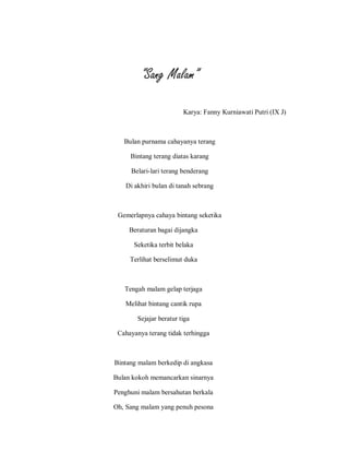 ANTOLOGI SYAIR KELAS 9J - SMPN 1 CIPANAS - JAGUAR PETANG TIGA PULUH