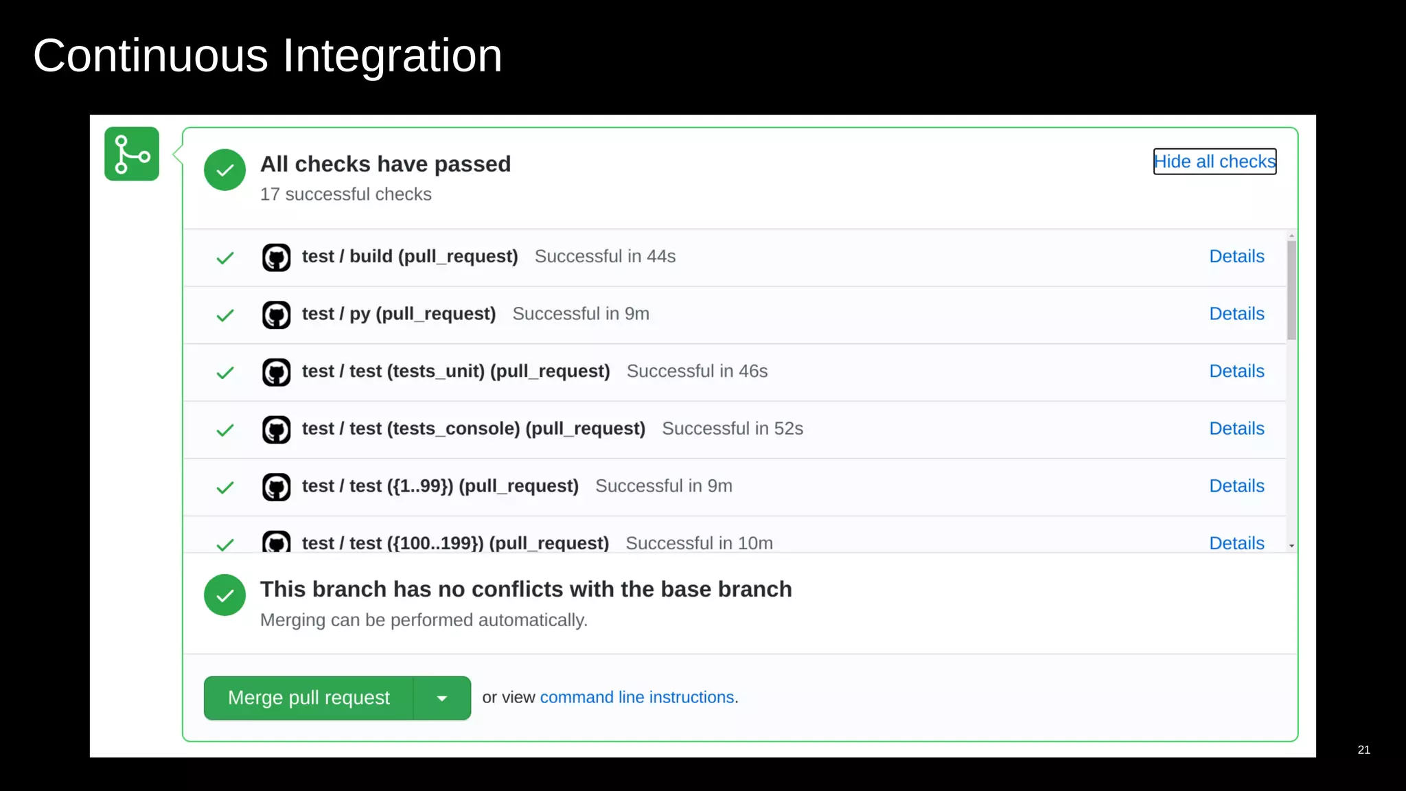 Continuous Integration
21
 