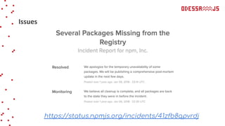 Issues
https://status.npmjs.org/incidents/41zfb8qpvrdj
 