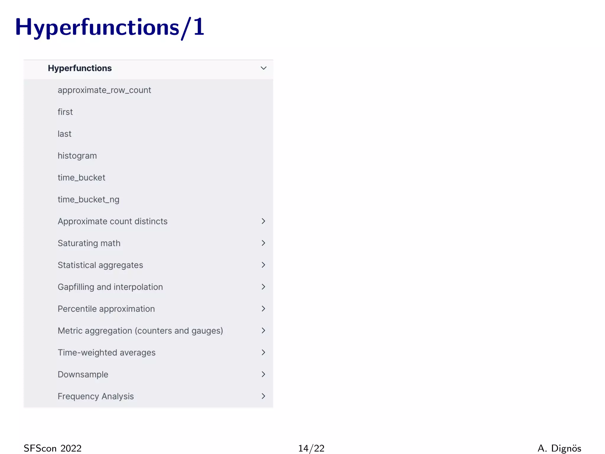 Hyperfunctions/1
SFScon 2022 14/22 A. Dignös
 