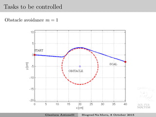 Tasks to be controlled
Obstacle avoidance m = 1
Gianluca Antonelli Biograd Na Moru, 8 October 2015
 