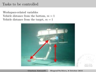 Tasks to be controlled
Workspace-related variables
Vehicle distance from the bottom, m = 1
Vehicle distance from the target, m = 1
Gianluca Antonelli Biograd Na Moru, 8 October 2015
 