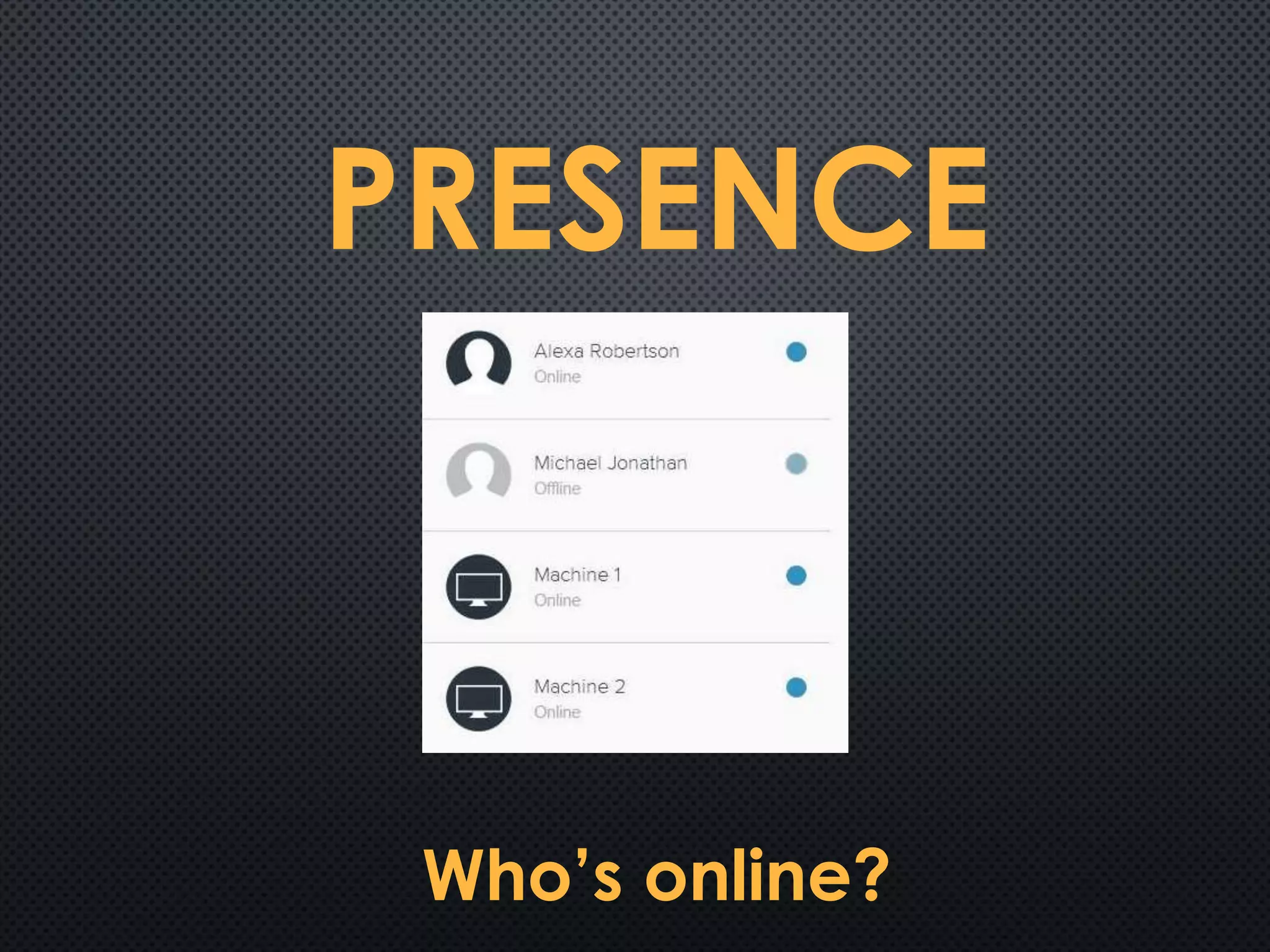 PRESENCE
Who’s online?