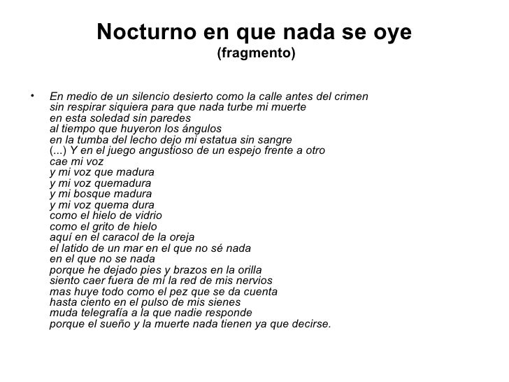 Nocturno En Que Nada Se Oye