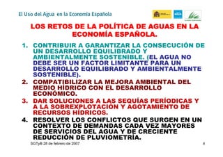Antonio Serrano. Uso del agua en la Economía Española | PPT
