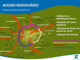 ACESSO RODOVIÁRIORodoanel MetropolitanoMelhoria na Mobilidade Urbana