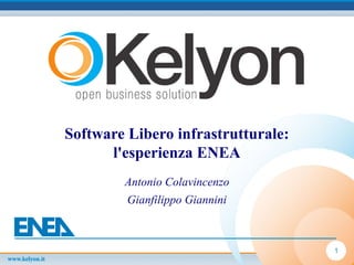 1
Software Libero infrastrutturale:
l'esperienza ENEA
Antonio Colavincenzo
Gianfilippo Giannini
 