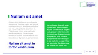 Aliquam a dui tristique enim malesuada
ullamcorper. Proin vel metus sed magna
bibendum vehicula. Maecenas imperdiet
orci nisi, ut feugiat ante accumsan ut.
Pellentesque viverra eros eget nulla
elementum sagittis. Donec laoreet
fermentum laoreet. Phasellus lacus nibh,
bibendum vel dignissim id, porta in turpis.
Nullam sit amet in
tortor vestibulum.
Lorem ipsum dolor sit amet,
consectetur adipiscing elit.
Mauris condimentum sagittis
velit, posuere interdum enim
tincidunt nec. Cras accumsan
fringilla nisl vitae placerat.
Suspendisse laoreet magna
in est molestie semper. Duis
vel sem ante. Curabitur eros
ex, finibus nec tortor sed.
Nullam sit amet
 