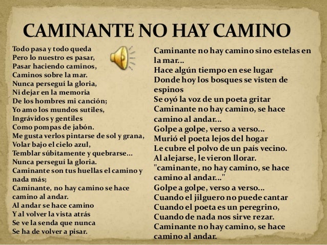 Resultado de imagen de caminante no hay camino antonio machado