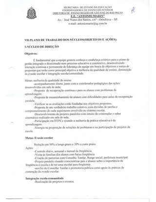 Plano Gestão EE Antonio Marin