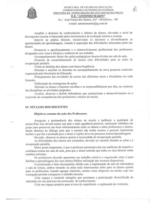 Plano Gestão EE Antonio Marin