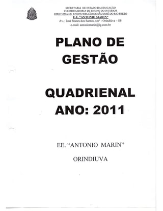 Plano Gestão EE Antonio Marin