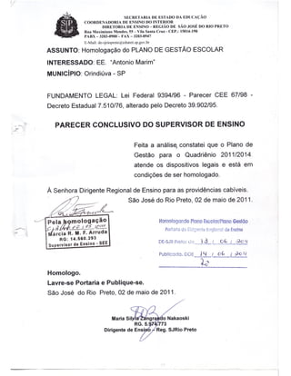 Plano Gestão EE Antonio Marin