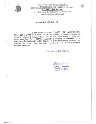 Plano Gestão EE Antonio Marin