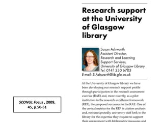 SCONUL Focus , 2009,
45, p.50-51
 