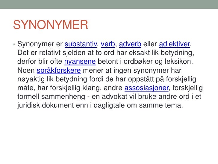 Antonymer og synonymer