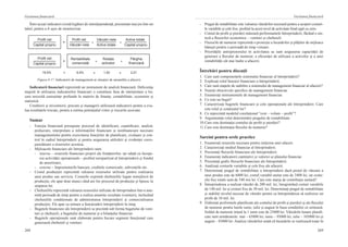 268
Gestiunea financiară
269
Gestiunea financiară
Între aceşti indicatori există legături de interdependenţă, prezentate mai jos într-un
tabel, pentru a fi uşor de monitorizat.
Profit net
Capital propriu
Profit net
Capital propriu
Profit net           Vânzări nete          Active totale
Vânzări nete        Active totale         Capital propriu
Rentabilitate
comercială
Rotaţia        
activelor
Pârghia
financiară
x x
x x
=
=
19,5%              =             6,5%           x          1,50           x           2,01
Figura 8.17. Indicatorii de management ai situaţiei de ansamblu a afacerii
Indicatorii financiari reprezintă un instrument de analiză financiară. Deficienţa
majoră în utilizarea indicatorilor financiari o constituie faza de interpretare a lor,
care necesită cunoştinţe profunde în materie de finanţe, contabilitate, economie şi
statistică.
Creditorii şi investitorii, precum şi managerii utilizează indicatorii pentru a eva-
lua rezultatele trecute, pentru a estima potenţialul viitor şi riscurile asociate.
Sumar
-	 Funcţia financiară presupune procesul de identificare, cuantificare, analiză,
prelucrare, interpretare a informaţiilor financiare şi nonfinanciare necesare
managementului pentru exercitarea funcţiilor de planificare, evaluare şi con-
trol în cadrul întreprinderii şi pentru asigurarea utilizării şi evidenţei cores-
punzătoare a resurselor acesteia.
-	 Mijloacele financiare ale întreprinderii sunt:
-	 interne – resursele financiare proprii ale fondatorilor, iar odată cu începe-
rea activităţii operaţionale – profitul nerepartizat al întreprinderii şi fondul
de amortizare;
-	 externe – împrumuturile bancare, creditele comerciale, subvenţiile etc.
-	 Costul producţiei reprezintă valoarea resurselor utilizate pentru realizarea
unui produs sau serviciu. Costurile exprimă cheltuielile legate nemijlocit de
producţie, ele apar doar atunci când are loc procesul de producţie şi lipsesc la
stoparea lui.
-	 Cheltuielile reprezintă valoarea resurselor utilizate de întreprindere într-o anu-
mită perioadă de timp pentru a realiza anumite rezultate (venituri), incluzând
cheltuielile condiţionate de administrarea întreprinderii şi comercializarea
producţiei. Ele apar ca urmare a funcţionării întreprinderii în timp.
-	 Bugetele financiare ale întreprinderii se prezintă sub forma bugetului de veni-
turi şi cheltuieli, a bugetului de numerar şi a bilanţului financiar.
-	 Bugetele operaţionale sunt elaborate pentru fiecare segment funcţional care
generează cheltuieli şi venituri.
-	 Pragul de rentabilitate este valoarea vânzărilor necesară pentru a acoperi costuri-
le variabile şi cele fixe, profitul la acest nivel de activitate fiind egal cu zero.
-	 Contul de profit şi pierderi măsoară performantele întreprinderii, făcând o sin-
teză a fluxurilor economice – venituri şi cheltuieli.
-	 Fluxurile de numerar reprezintă o proiecţie a încasărilor şi plăţilor de mijloace
băneşti pentru o perioadă de timp viitoare.
-	 Priorităţile antreprenorului în activitatea sa sunt asigurarea capacităţii de
generare a fluxului de numerar, a eficienţei de utilizare a activelor şi a unei
rentabilităţi cât mai înalte a afacerii.
Întrebări pentru discuţii
1.	 Care sunt componentele sistemului financiar al întreprinderii?
2.	 Explicaţi rolul funcţiei financiare a întreprinderii.
3.	 Care sunt etapele de stabilire a sistemului de management financiar al afacerii?
4.	 Numiţi obiectivele specifice de management financiar.
5.	 Enumeraţi instrumentele de management financiar.
6.	 Ce este un buget?
7.	 Caracterizaţi bugetele financiare şi cele operaţionale ale întreprinderii. Care
este rolul şi conţinutul lor?
8.	 Ce reprezintă modelul corelaţional “cost – volum – profit”?
9.	 Argumentaţi rolul determinării pragului de rentabilitate.
10.	Care este destinaţia contului de profit şi pierderi?
11.	Care este destinaţia fluxului de numerar?
Sarcini pentru orele practice
1.	 Enumeraţi resursele necesare pentru iniţierea unei afaceri.
2.	 Caracterizaţi mediul financiar al întreprinderii.
3.	 Prezentaţi fluxurile financiare ale întreprinderii.
4.	 Enumeraţi indicatorii cantitativi şi valorici ai planului financiar.
5.	 Prezentaţi grafic fluxurile financiare ale întreprinderii.
6.	 Analizaţi costurile variabile şi cele fixe ale afacerii.
7.	 Determinaţi pragul de rentabilitate a întreprinderii dacă preţul de vânzare a
unui produs este de 6000 lei, costul variabil unitar este de 3400 lei, iar costu-
rile fixe totale sunt de 540 mii lei. Care este marja de contribuţie unitară?
8.	 Întreprinderea a realizat vânzări de 200 mil. lei, înregistrând costuri variabile
de 140 mil. lei şi costuri fixe de 30 mil. lei. Determinaţi pragul de rentabilitate
şi stabiliţi nivelul necesar de vânzări pentru ca întreprinderea să realizeze un
profit de 10 mil. lei.
9.	 Elaboraţi proformele planificate ale contului de profit şi pierderi şi ale fluxului
de numerar pentru lunile iunie, iulie şi august în baza condiţiilor ce urmează.
Soldul de numerar iniţial la 1 iunie este de 25000 lei. Vânzările lunare planifi-
cate sunt următoarele: mai – 65000 lei, iunie – 95000 lei, iulie – 105000 lei şi
august – 85000 lei. Analiza vânzărilor arată că încasările se realizează toate în
 