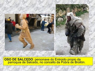 OSO DE SALCEDO : personaxe do Entroido propio da parroquia de Salcedo, no concello da Pobra de Brollón.   