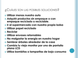 ¿Cuál es la importancia de cuidar el medio ambiente?Como familia y entes sociales tenemos el gran compromiso de proteger el Medio Ambiente, ya que de esto depende nuestra calidad de vida y la de nuestros sucesores, así como el desarrollo de nuestro país.El medio Ambiente es el conjunto de todas las cosas vivas que nos rodean, de él obtenemos la materia prima que utilizamos para vivir.Es por esto que cuando atropellamos o hacemos mal uso de los recursos naturales, que tenemos a disposición, lo ponemos en peligro. El aire y el agua ambos indispensables para vivir se están contaminando, por tanto debemos hacer conciencia del uso que les damos.