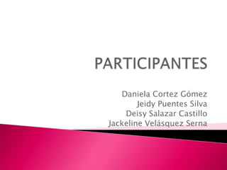 Daniela Cortez Gómez
        Jeidy Puentes Silva
    Deisy Salazar Castillo
Jackeline Velásquez Serna
 