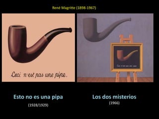 René Magritte (1898-1967)

Esto no es una pipa
(1928/1929)

Los dos misterios
(1966)

 