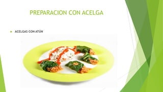 PREPARACION CON ACELGA


ACELGAS CON ATÚN

 