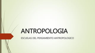 ANTROPOLOGIA
ESCUELAS DEL PENSAMIENTO ANTROPOLOGICO
 
